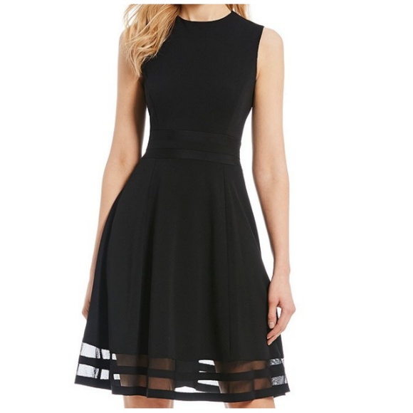 Calvin Klein Dresses & Skirts - Calvin Klein black illusion hem dress size 10 NWT